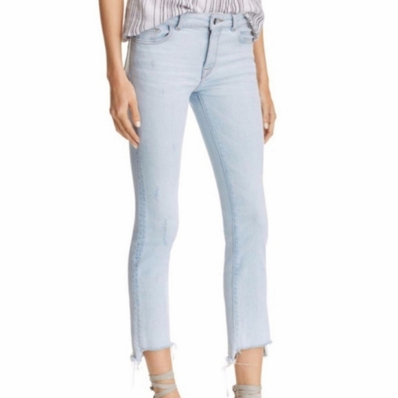 DL1961 Denim - DL1961 High Waisted Distressed Straight Leg Ankle Jean